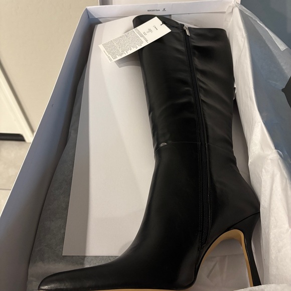 The Drop Gemini Tall Heeled Boot High Black Faux Leather Size 11 New In Box - Picture 2 of 3